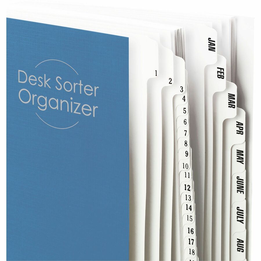 Smead Daily/Monthly Desk File/Sorter - Digit - 1-31 - Letter - 8.50" Width x 11" Length - Blue Divider - Recycled - 1 Each