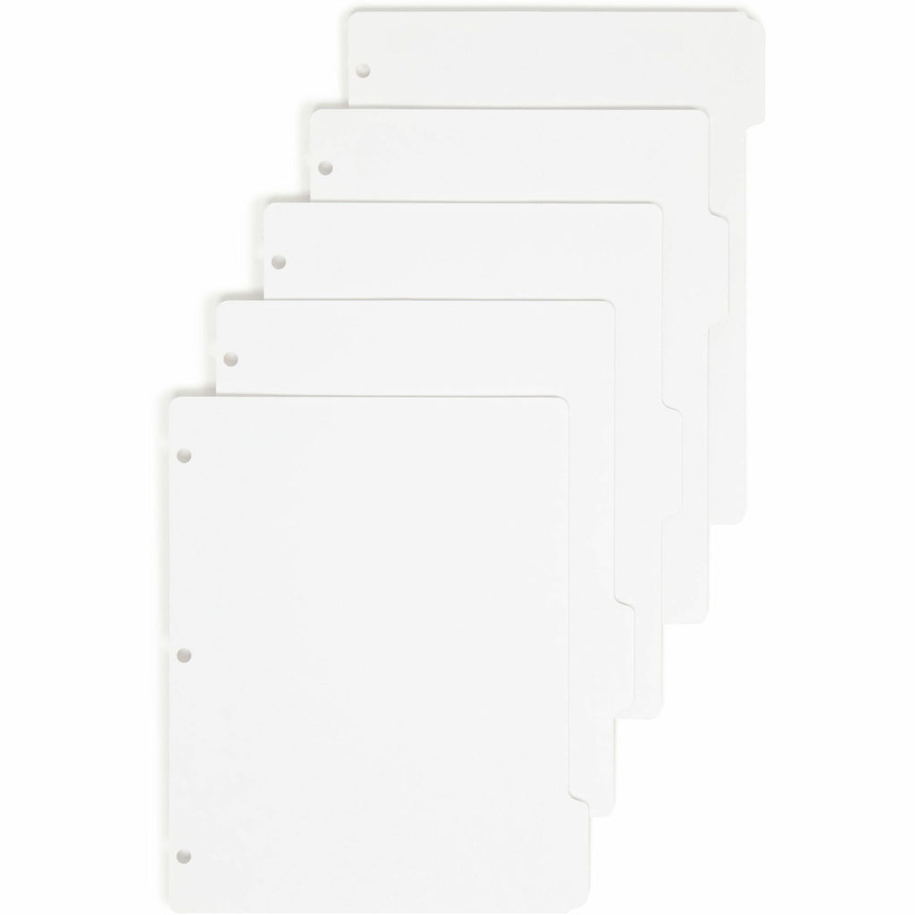 Three-Ring Binder Index Divider, 5-Tab, 11 x 8.5, White, 20 Sets