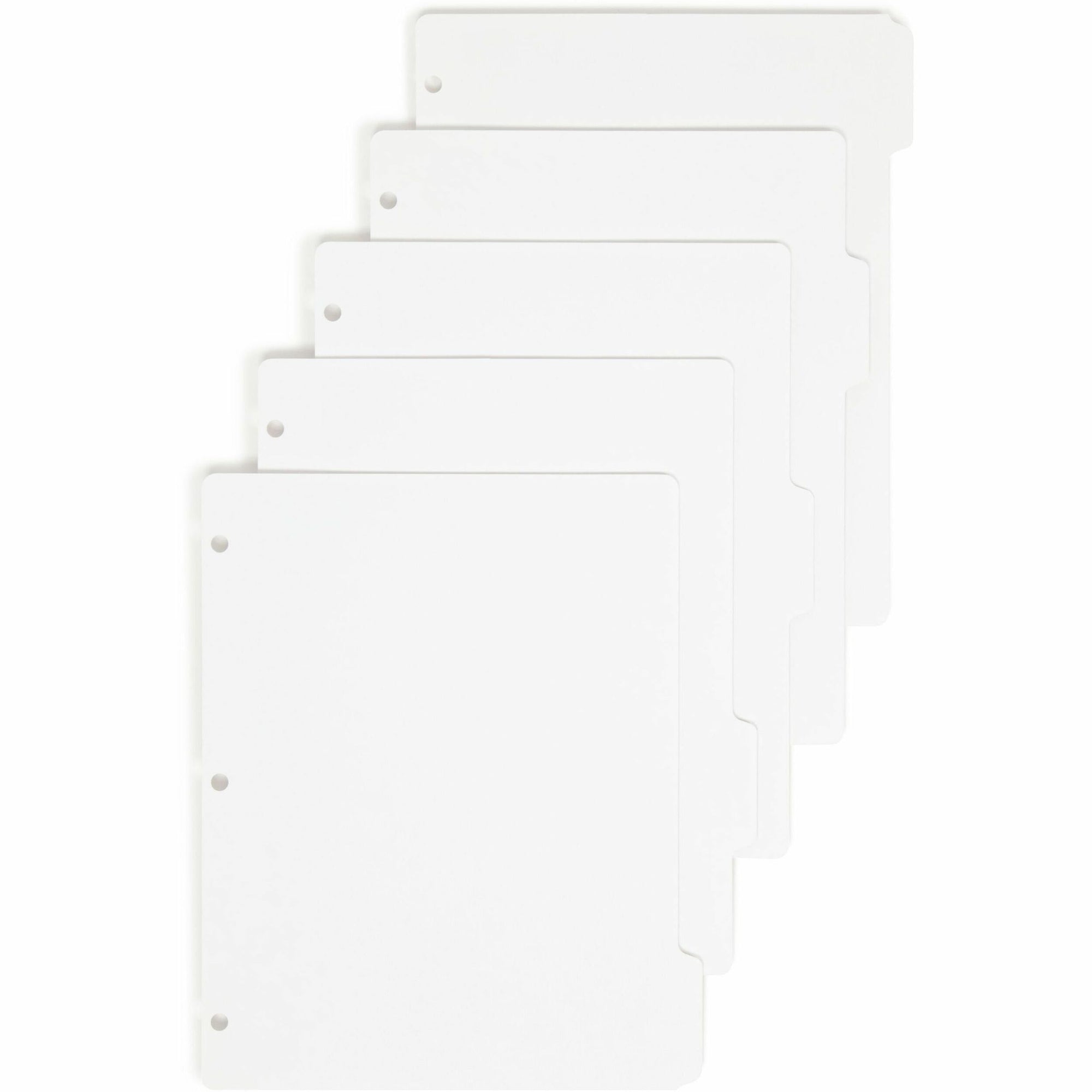 Three-Ring Binder Index Divider, 5-Tab, 11 x 8.5, White, 20 Sets