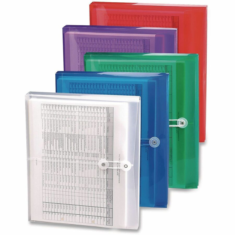 Poly String and Button Interoffice Envelopes, Open-Side (Horizontal), 9.75 x 11.63, Transparent Blue, 5/Pack