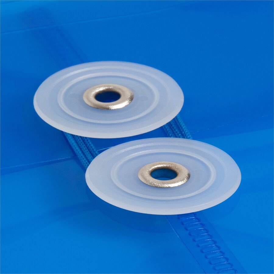 Poly String and Button Interoffice Envelopes, Open-Side (Horizontal), 9.75 x 11.63, Transparent Blue, 5/Pack