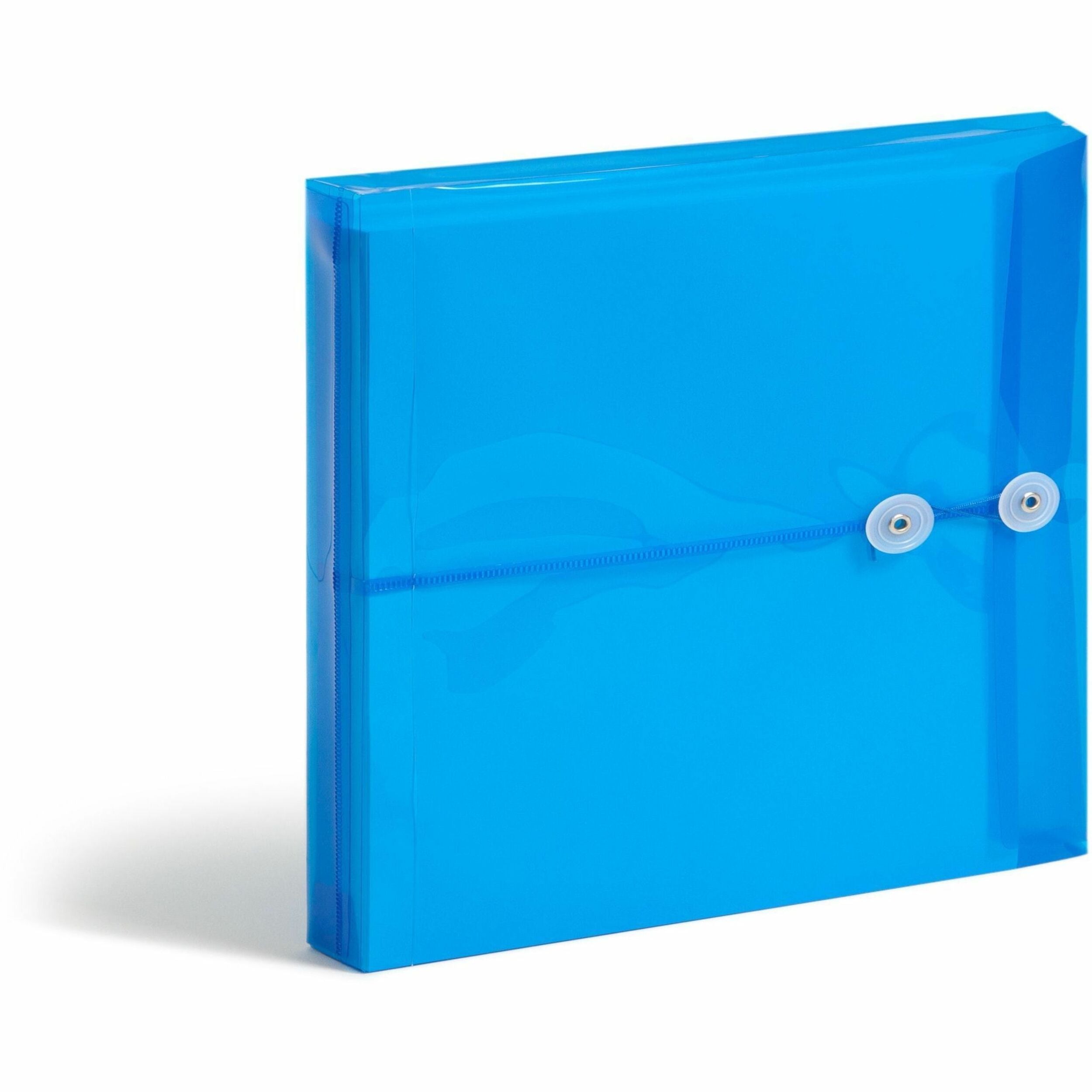 Poly String and Button Interoffice Envelopes, Open-Side (Horizontal), 9.75 x 11.63, Transparent Blue, 5/Pack