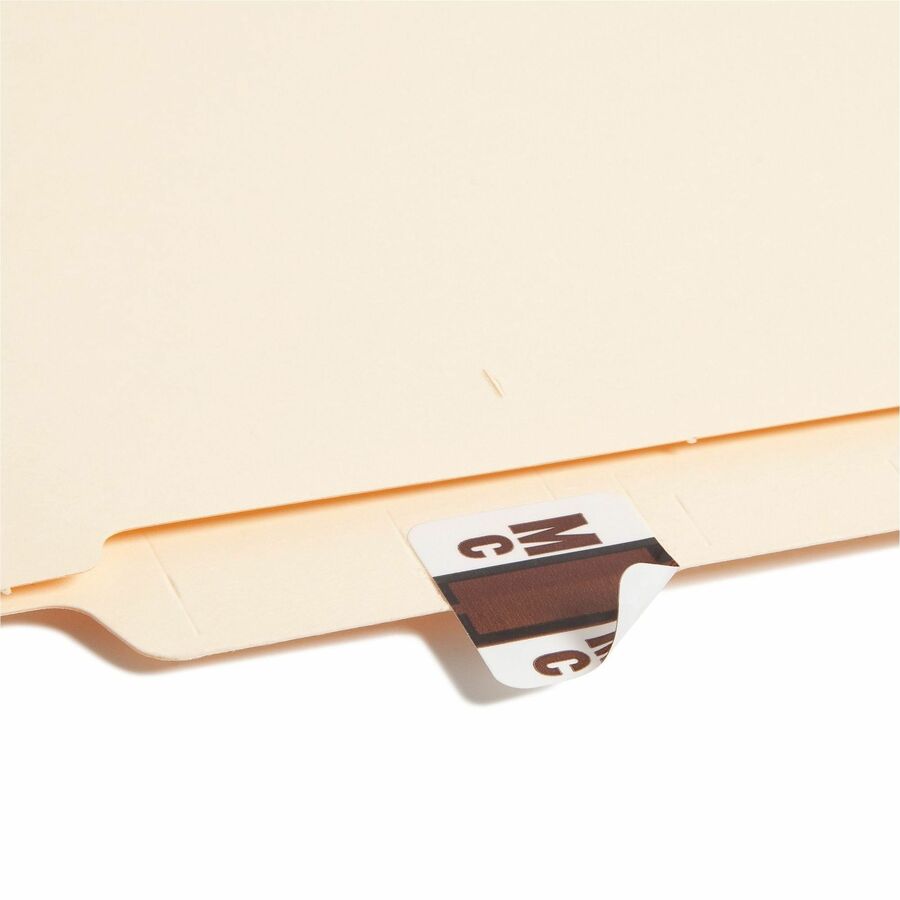 A-Z Color-Coded End Tab Filing Labels, Mc, 1 x 1.25, White, 500/Roll