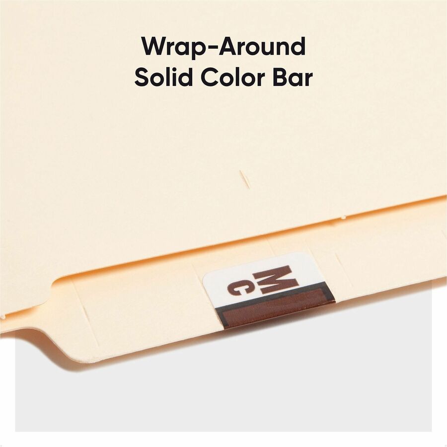 A-Z Color-Coded End Tab Filing Labels, Mc, 1 x 1.25, White, 500/Roll