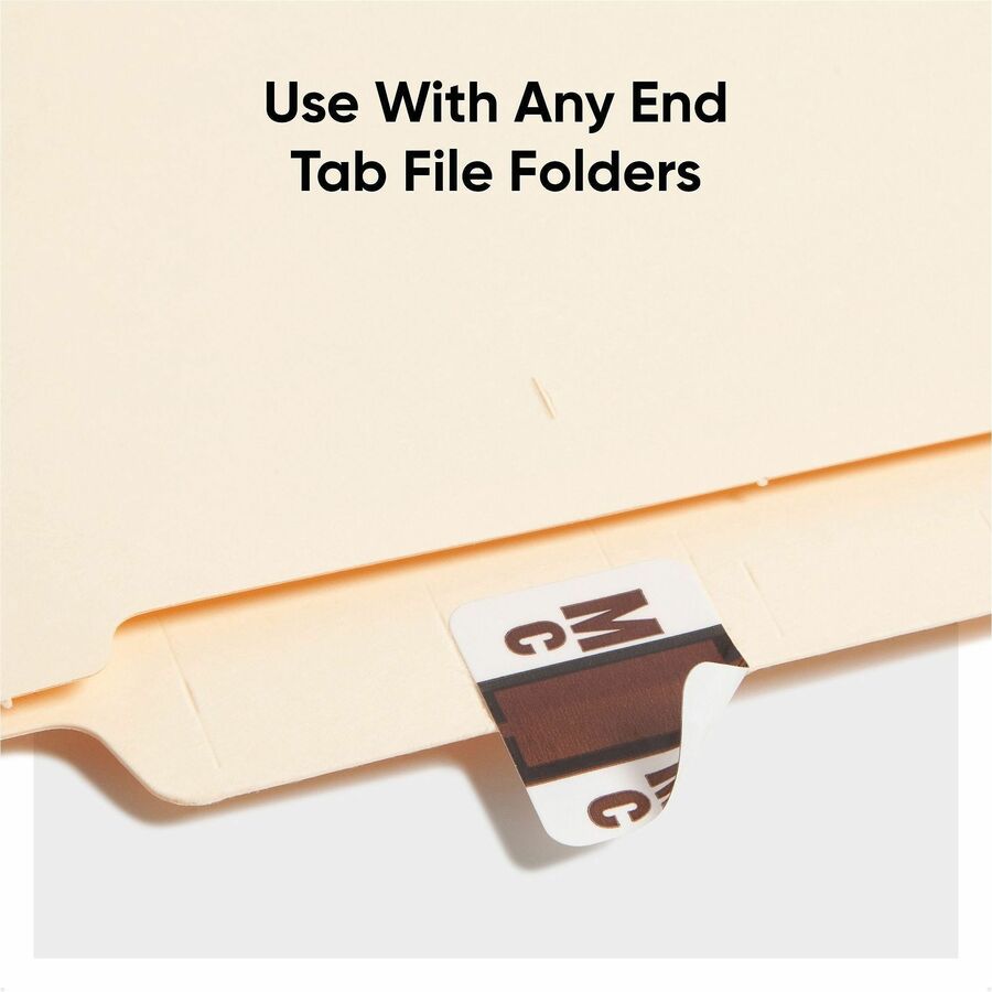 A-Z Color-Coded End Tab Filing Labels, Mc, 1 x 1.25, White, 500/Roll