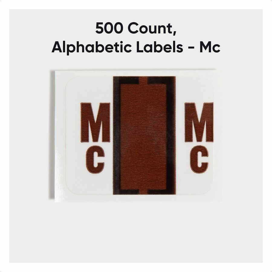 A-Z Color-Coded End Tab Filing Labels, Mc, 1 x 1.25, White, 500/Roll
