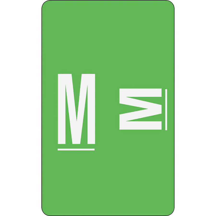 Smead AlphaZ ACCS Color-Coded Labels - "M" - 1" Width x 1 5/8" Length - Light Green - 10 / Sheet - 100 / Pack - 