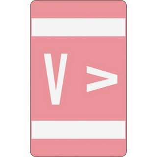 Smead AlphaZ ACCS Color-Coded Labels - "V" - 1" Width x 1 5/8" Length - Pink - 10 / Sheet - 100 / Pack - 