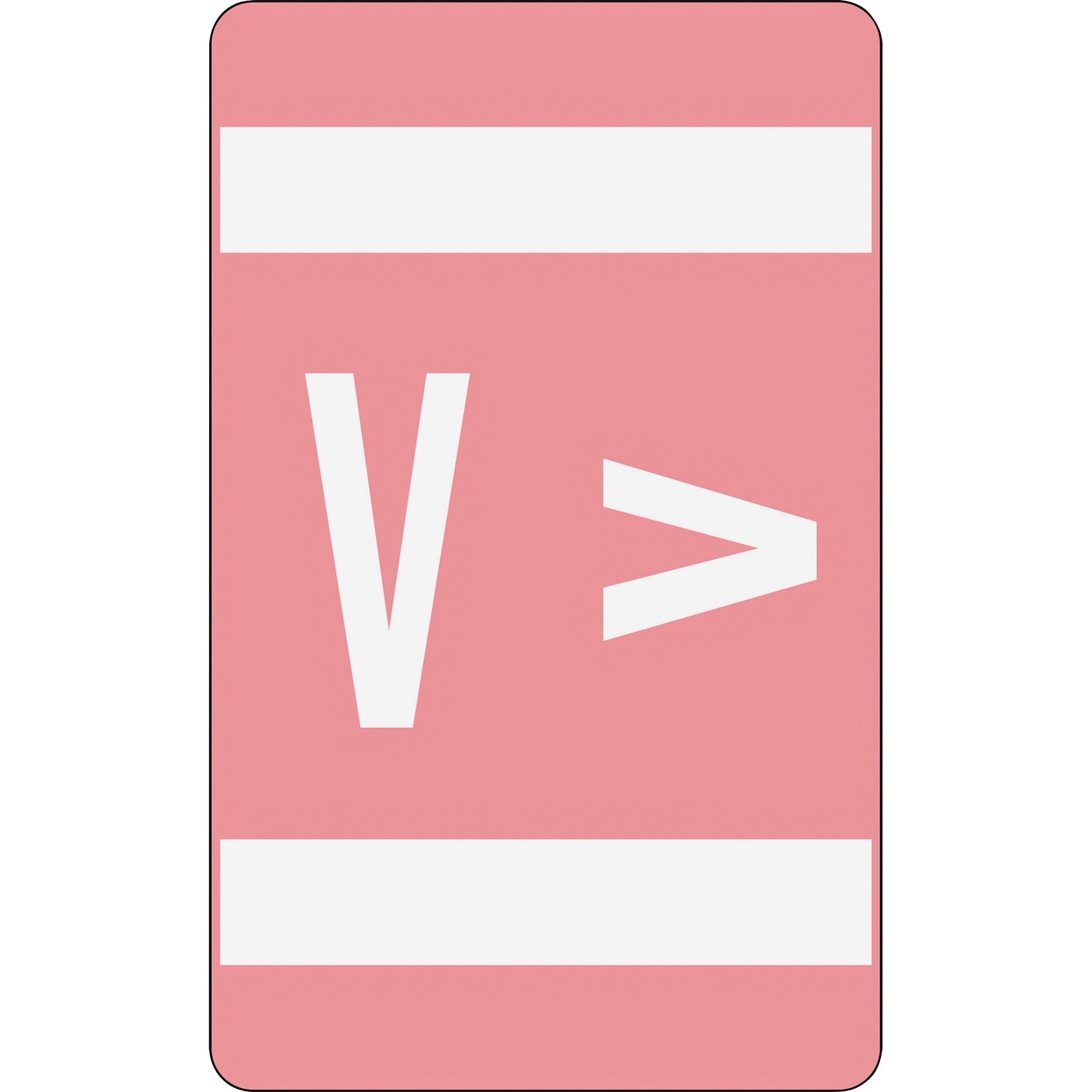 Smead AlphaZ ACCS Color-Coded Labels - "V" - 1" Width x 1 5/8" Length - Pink - 10 / Sheet - 100 / Pack - 