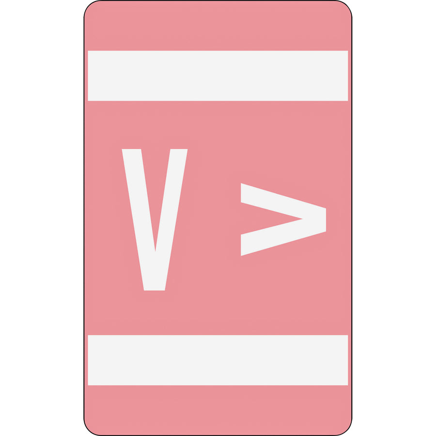 Smead AlphaZ ACCS Color-Coded Labels - "V" - 1" Width x 1 5/8" Length - Pink - 10 / Sheet - 100 / Pack - 