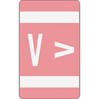 Smead AlphaZ ACCS Color-Coded Labels - "V" - 1" Width x 1 5/8" Length - Pink - 10 / Sheet - 100 / Pack - 