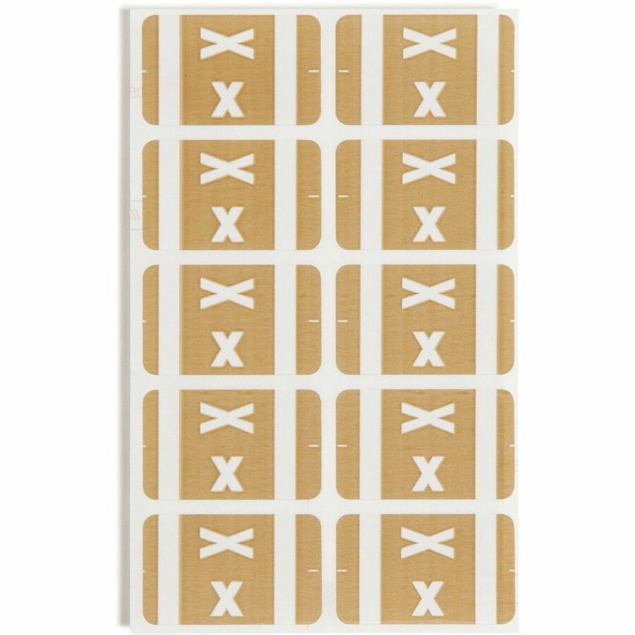Smead AlphaZ ACCS Color-Coded Labels - "X" - 1" Width x 1 5/8" Length - Light Brown - 10 / Sheet - 100 / Pack