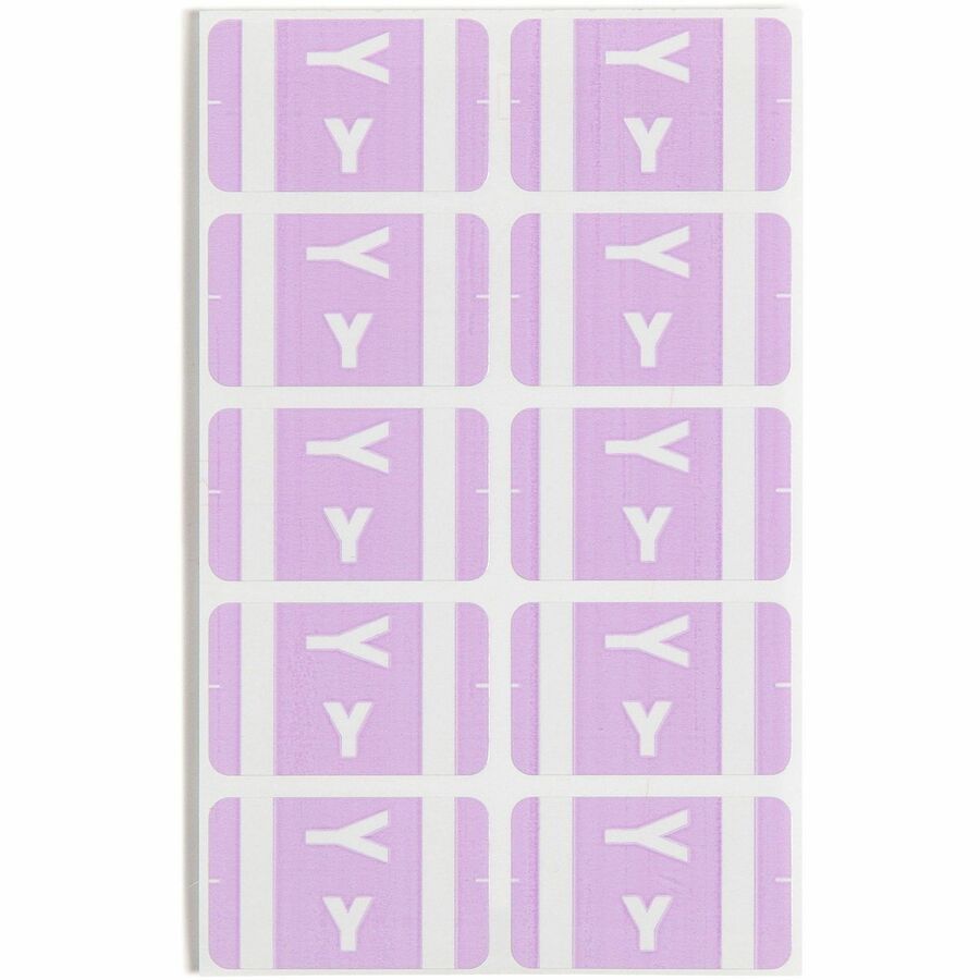 Smead AlphaZ ACCS Color-Coded Labels - "Y" - 1" Width x 1 5/8" Length - Lavender - 10 / Sheet - 100 / Pack