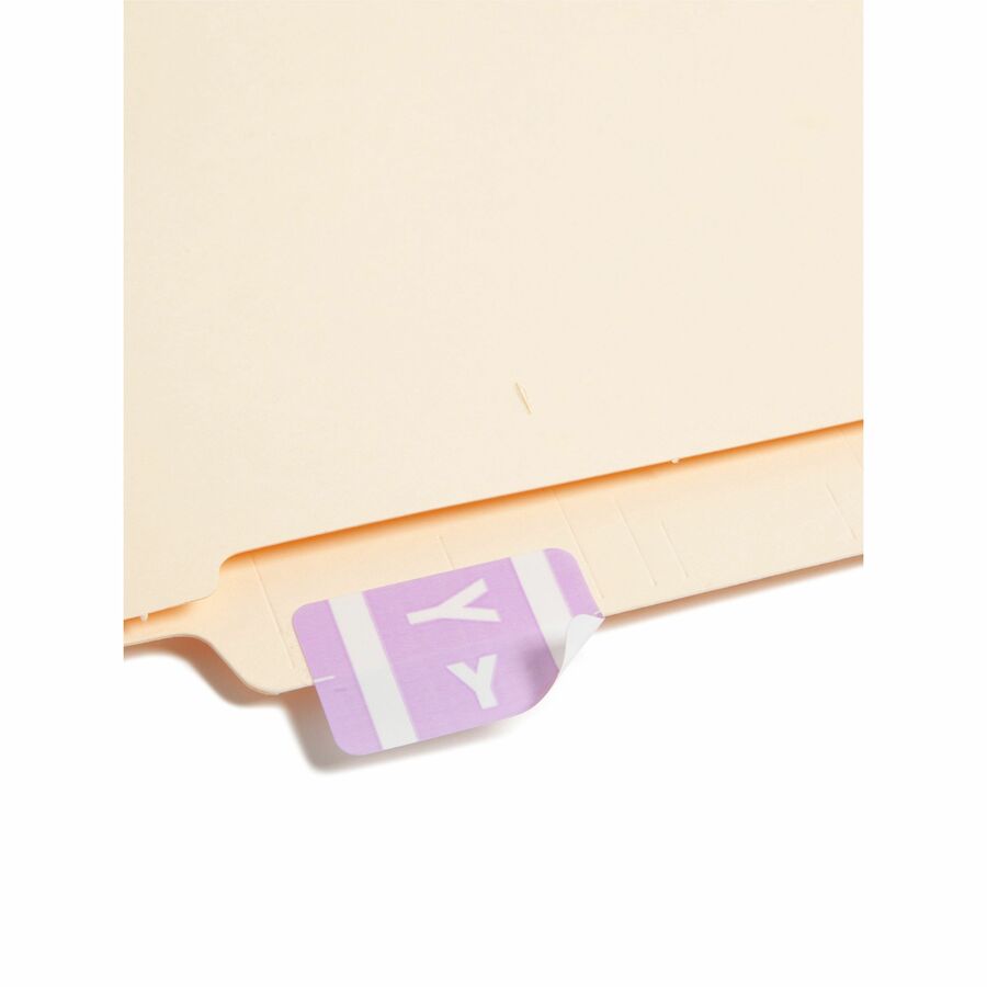 Smead AlphaZ ACCS Color-Coded Labels - "Y" - 1" Width x 1 5/8" Length - Lavender - 10 / Sheet - 100 / Pack