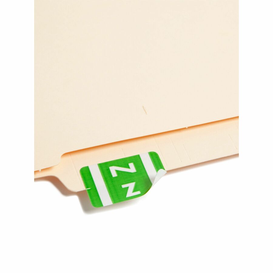 Smead AlphaZ ACCS Color-Coded Labels - "Z" - 1" Width x 1 5/8" Length - Light Green - 10 / Sheet - 100 / Pack