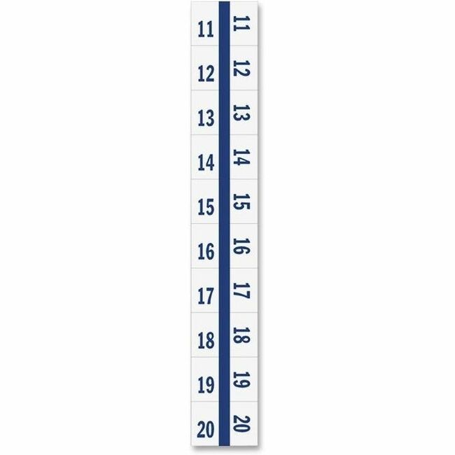 Tabbies Legal Index Divider Tabs - 10 Printed Tab(s) - Digit - 11-20 - 8.5" Divider Width x 11" Divider Length - Letter - 7 Hole Punched - White Paper Divider - Punched, Laminated Tab - 100 / Pack - 