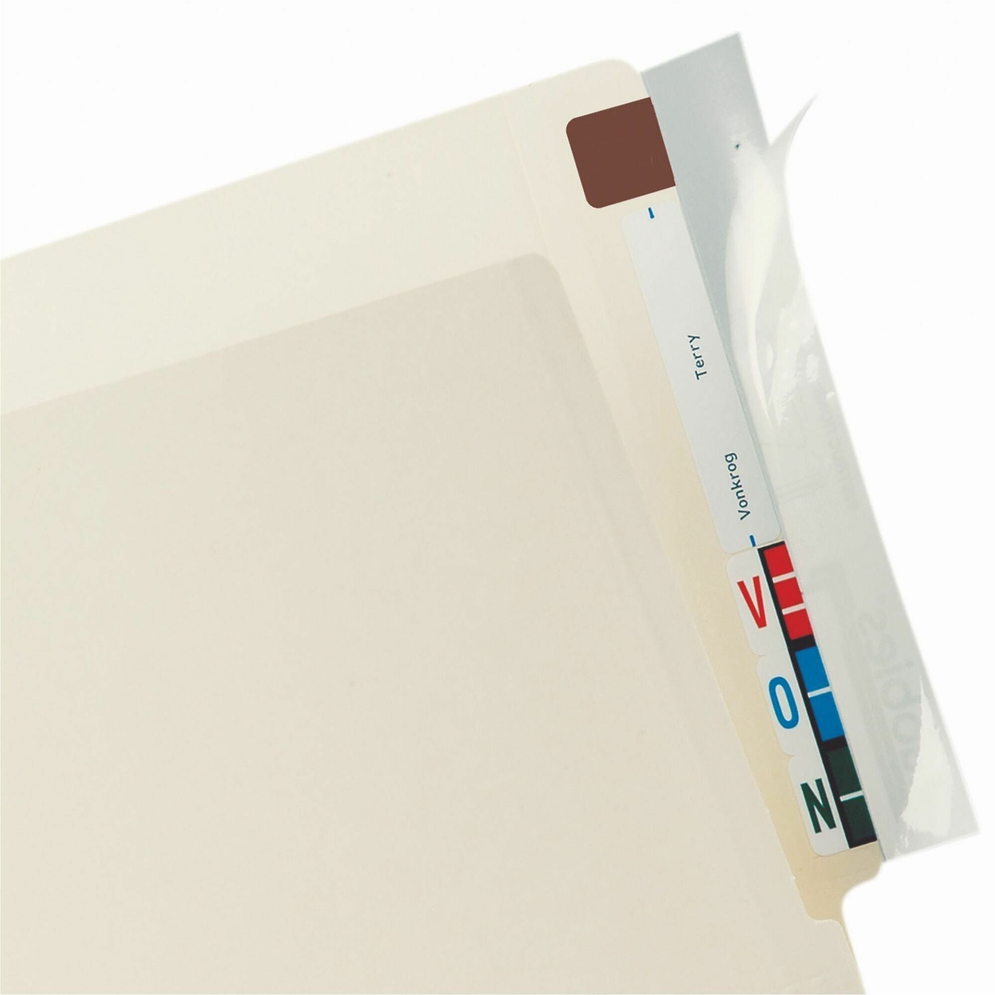Self-Adhesive Label/File Folder Protector, End Tab, 2 x 8, Clear, 100/Box