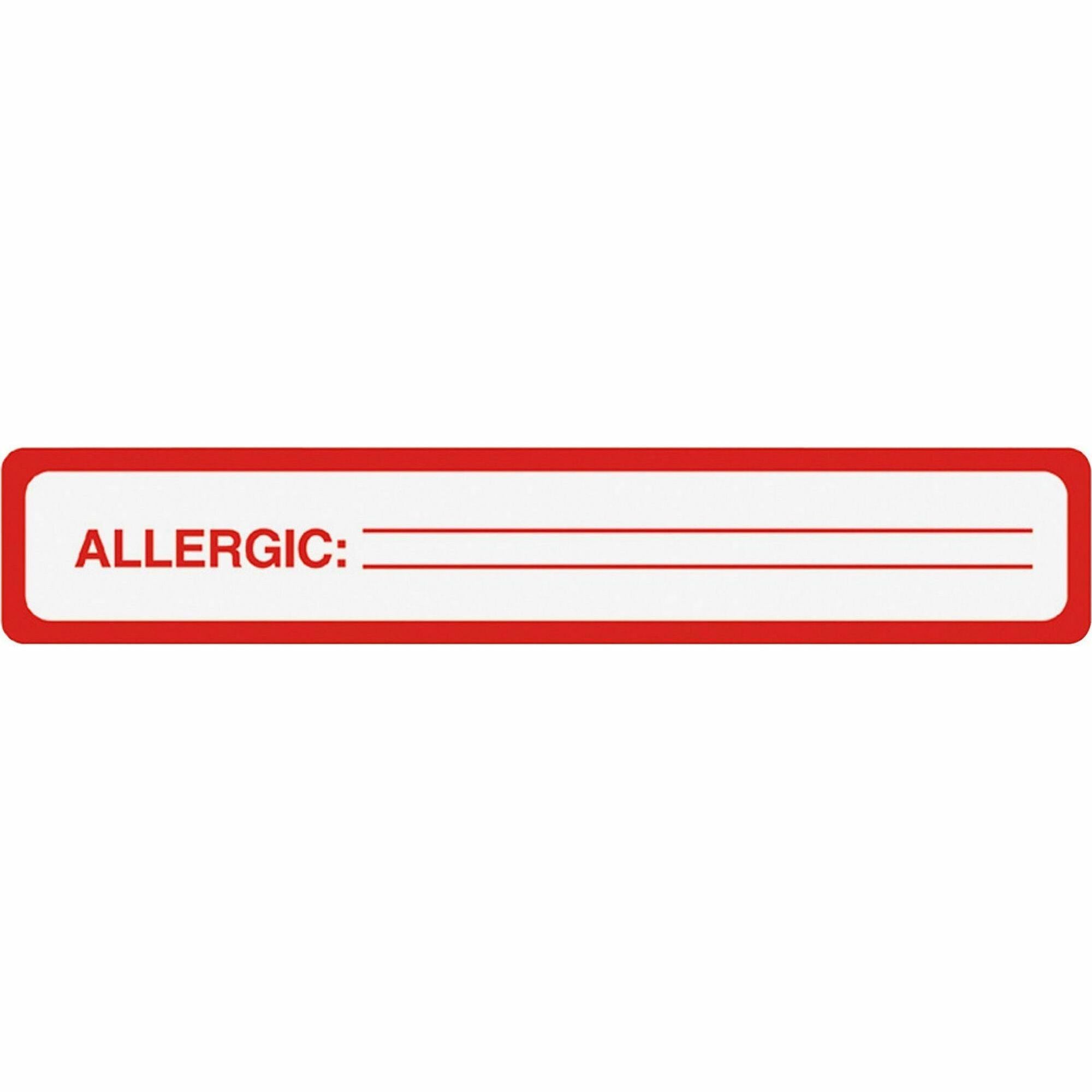 Tabbies ALLERGIC Allergy Message Labels - 5 1/2" Width x 1" Length - Black, Black - 175 / Roll - 