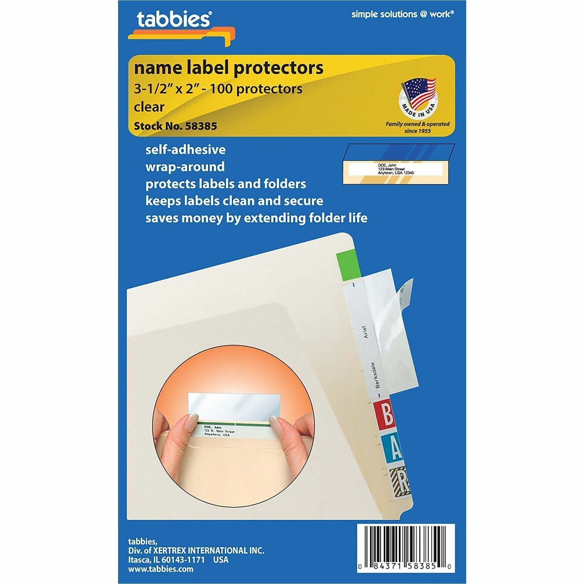 Self-Adhesive Label/File Folder Protector, Top Tab, 3.5 x 2, Clear, 500/Box
