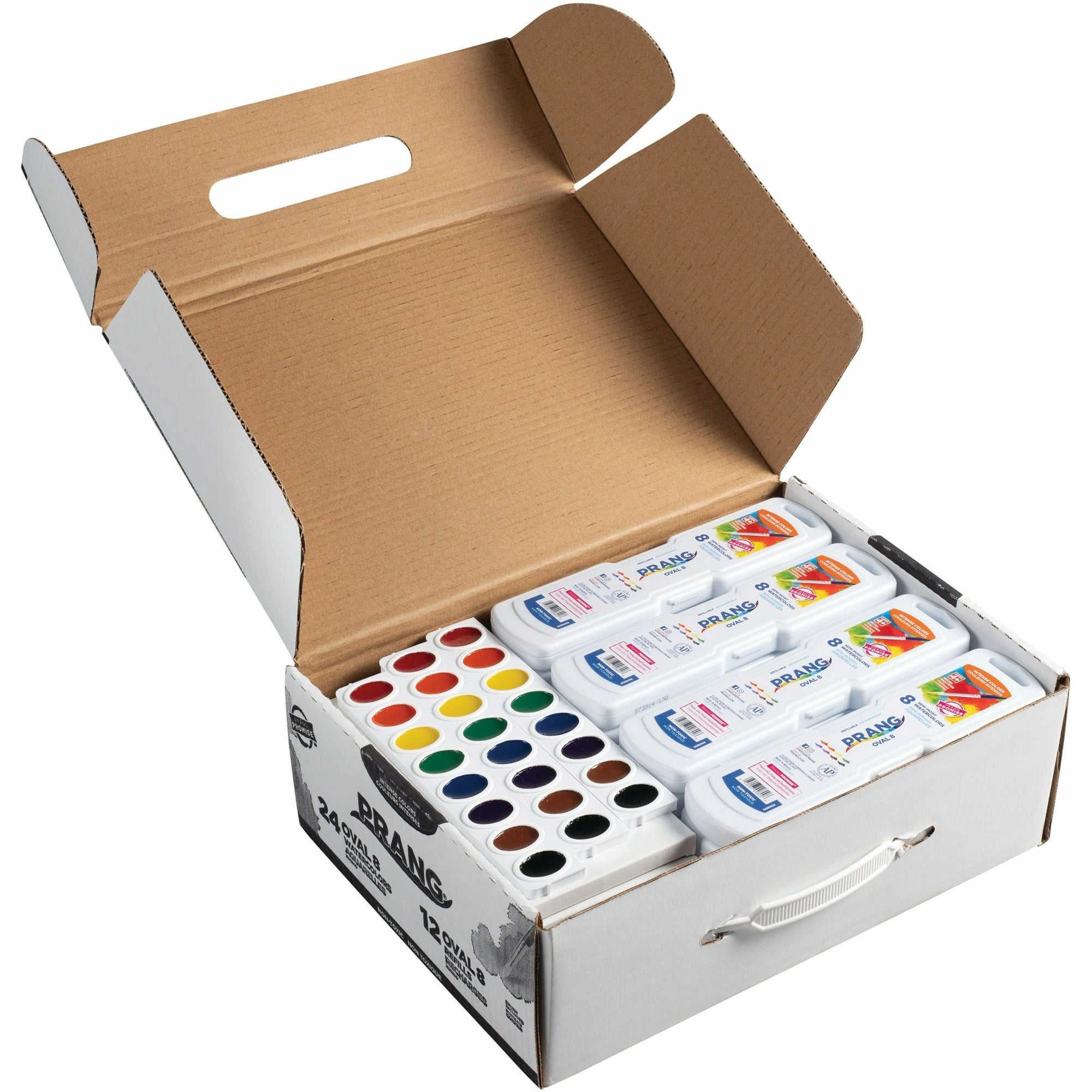 Professional Watercolor Master Pack: 24 Eight-Color Palette Sets and 12 Eight-Color Refill Strips, Assorted Colors
