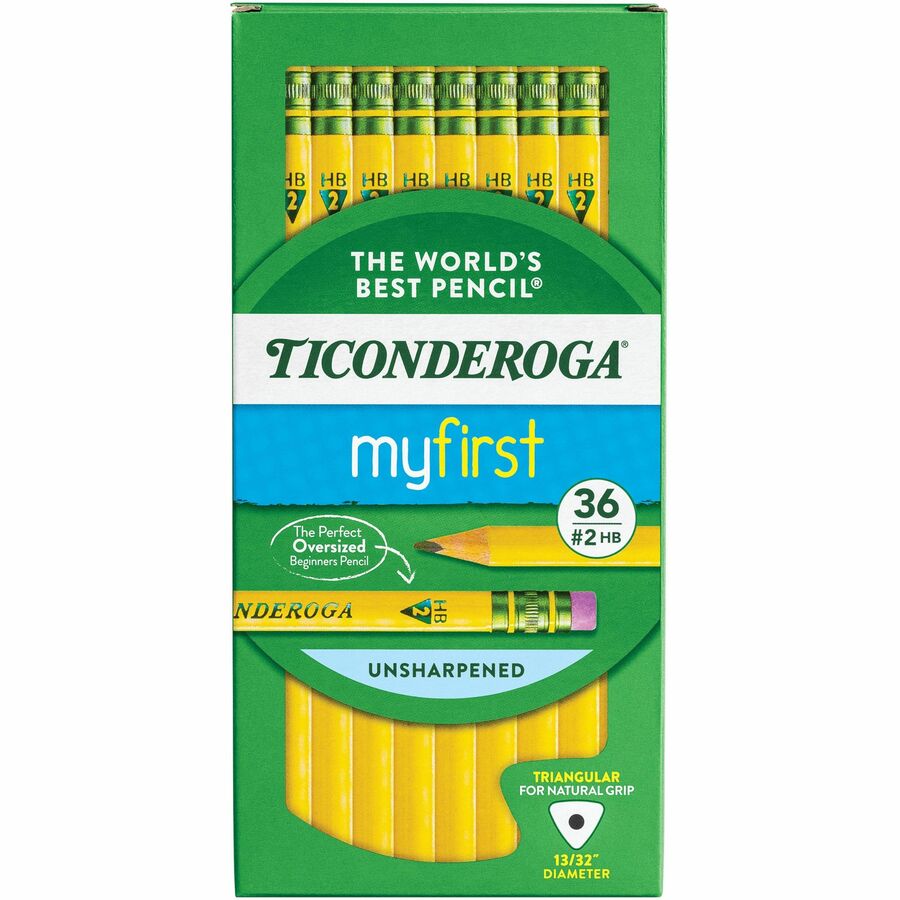 Ticonderoga My First Tri-Write No. 2 Pencils - #2 Lead - Yellow Barrel - 36 / Box - 