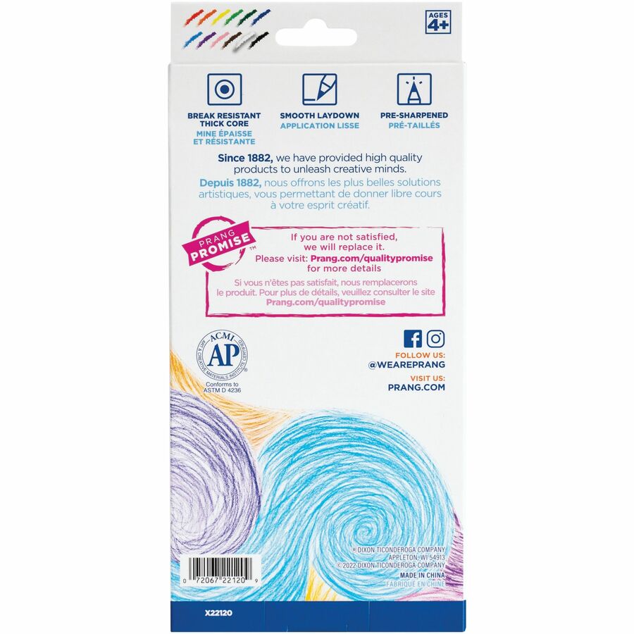 Colored Pencil Sets, 3.3 mm, 2B, Assorted Lead and Barrel Colors, Dozen