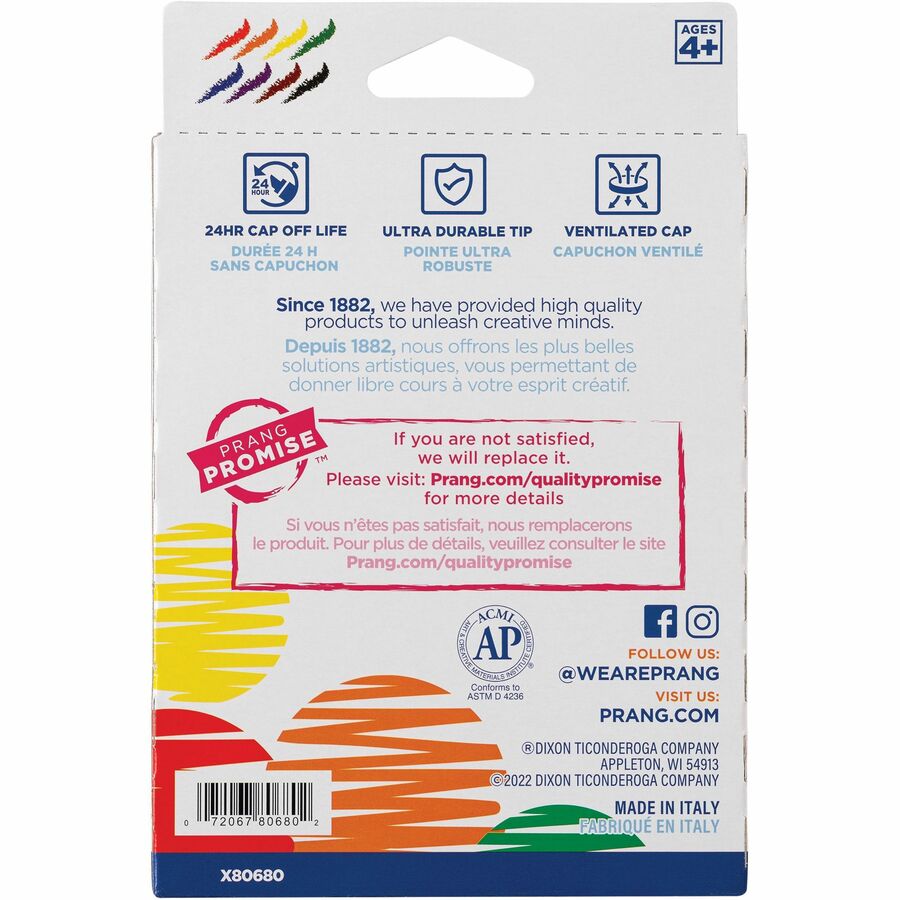 Washable Marker, Broad Bullet Tip, Assorted Colors, 8/Set