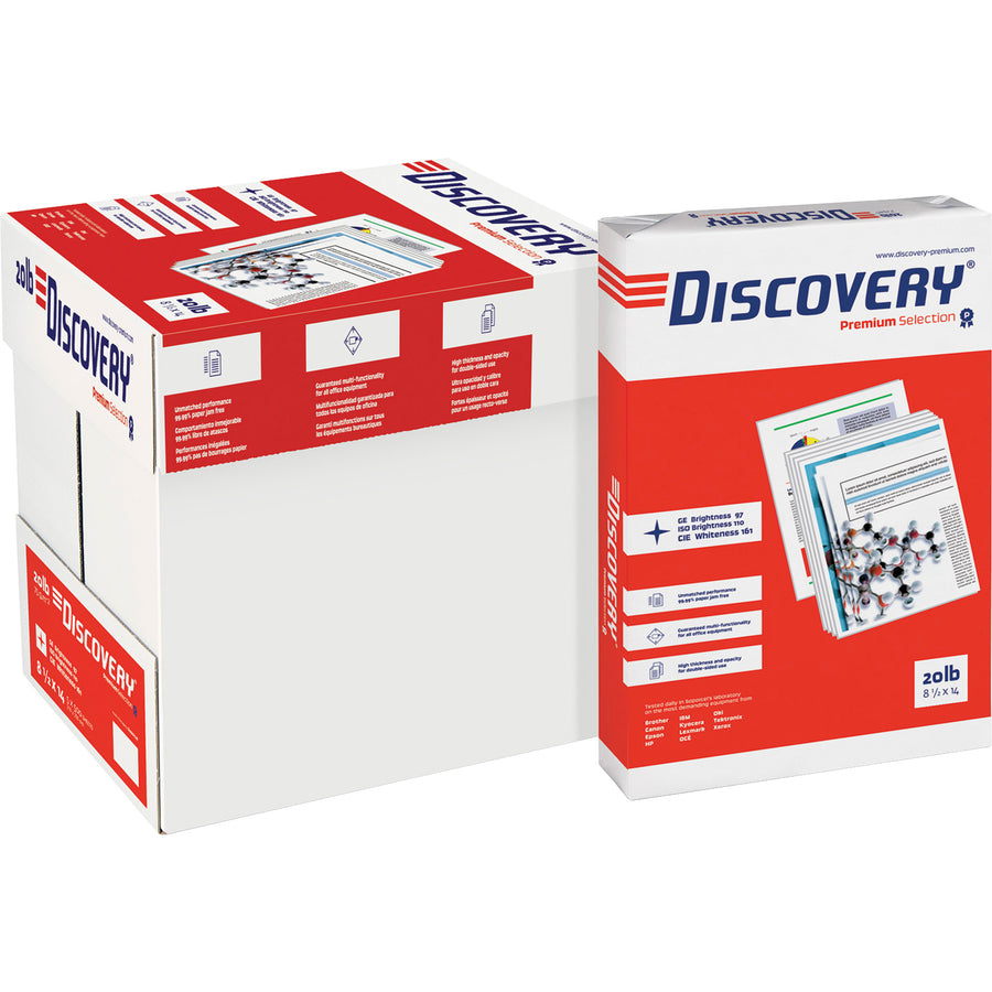 Discovery Premium Multipurpose Paper - Anti-Jam - White - 97 Brightness - Legal - 8 1/2" x 14" - 20 lb Basis Weight - 5000 / Carton - Excellent Ink Absorption - White - 