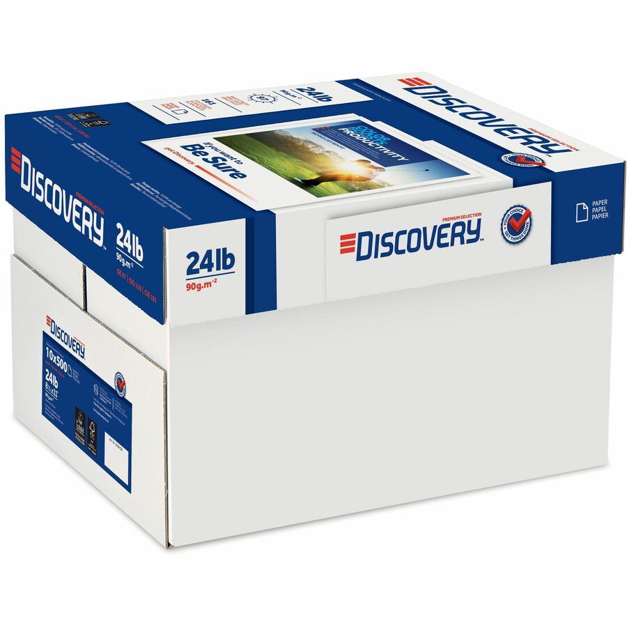 Discovery Premium Multipurpose Paper - Anti-Jam - White - 97 Brightness - Letter - 8 1/2" x 11" - 24 lb Basis Weight - 5000 / Carton - Excellent Ink Absorption - White - 