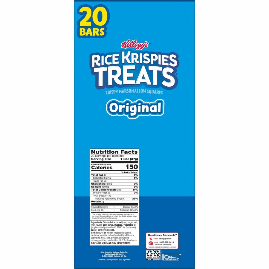 Kellogg's Rice Krispies Treats Original - Individually Wrapped - Rice - 1 - 20 / Box
