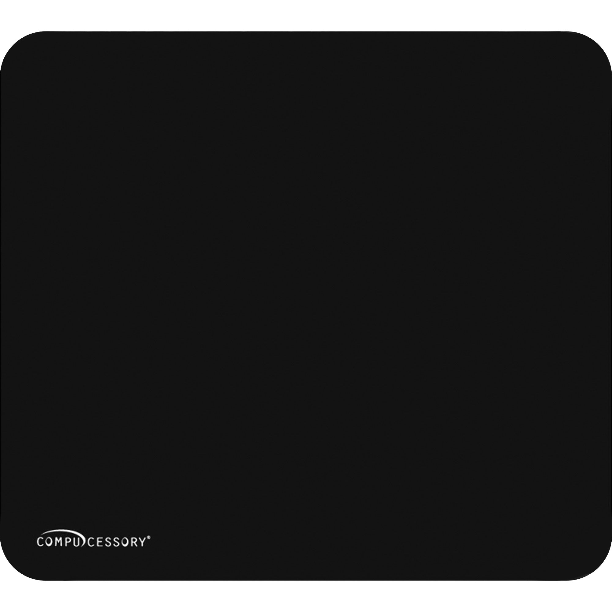 Compucessory Smooth Cloth Nonskid Mouse Pads - 9.50" x 8.50" Dimension - Black - Rubber, Cloth - 1 Pack