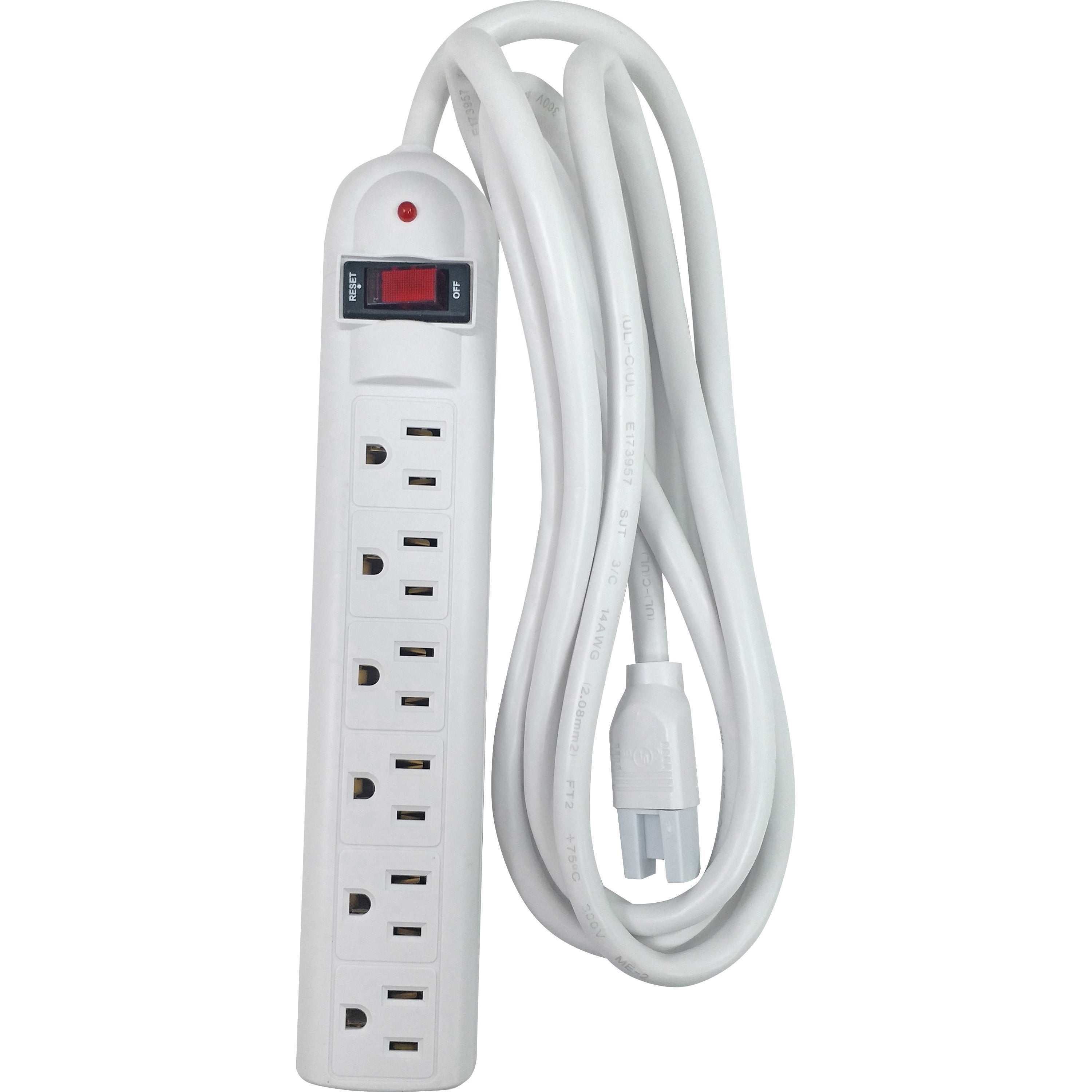 Compucessory 6-Outlet Strip Office Surge Protector - 6 x AC Power - 1080 J - 125 V AC Input - 125 V AC Output - 6 ft - 