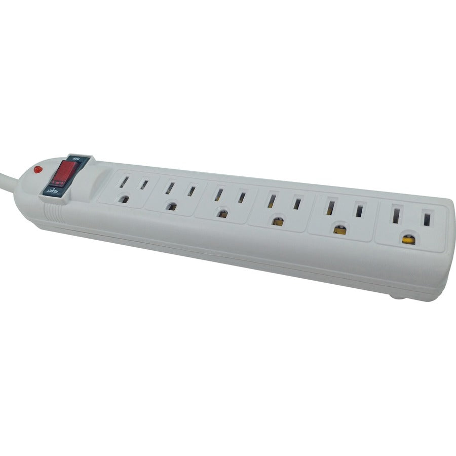 Compucessory 6-Outlet Strip Office Surge Protector - 6 x AC Power - 1080 J - 125 V AC Input - 125 V AC Output - 6 ft - 