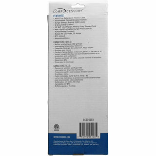 Compucessory 6-Outlet Office Surge Protectors - 6 x AC Power - 1080 J - 125 V AC Input - 125 V AC Output - 15 ft