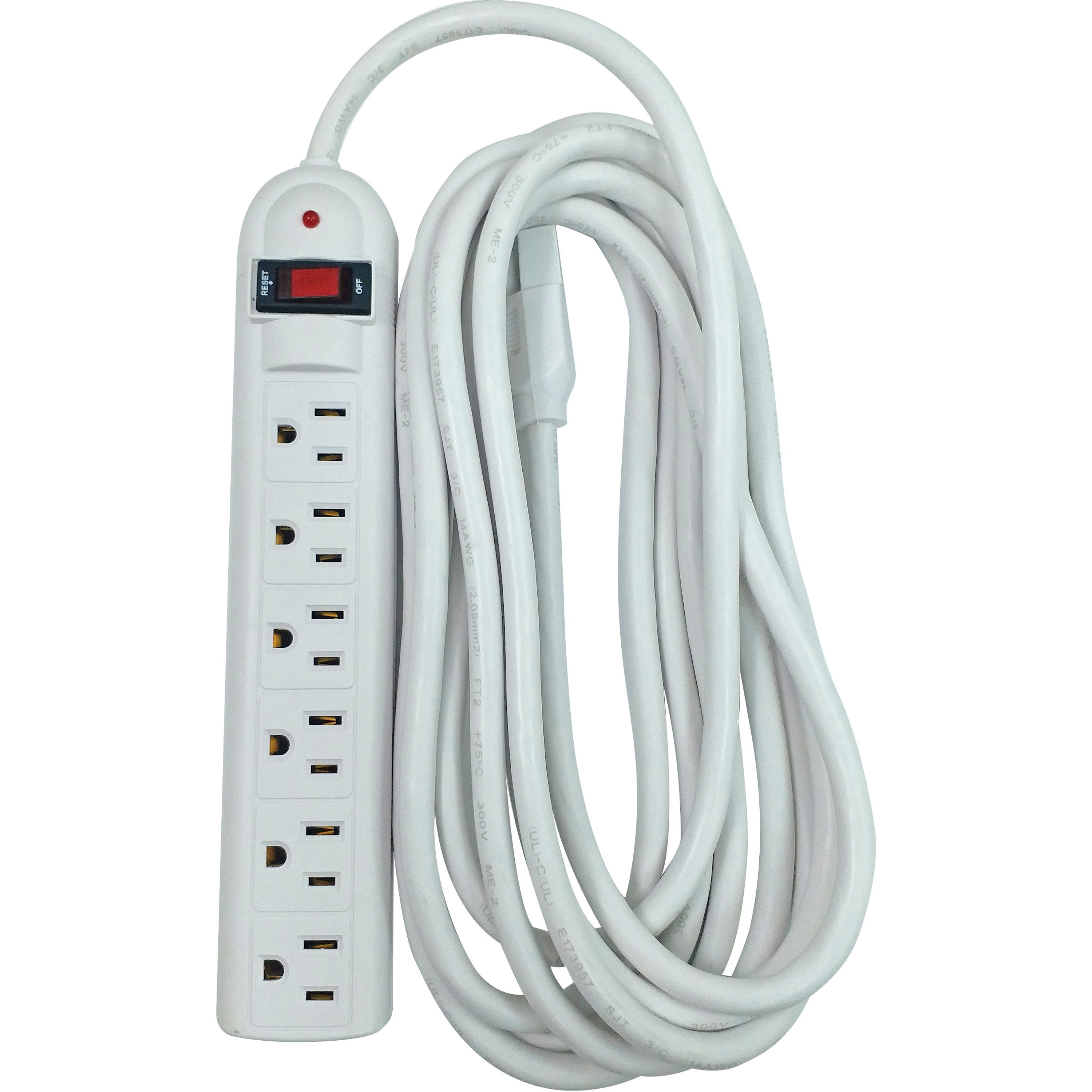 Compucessory 6-Outlet Office Surge Protectors - 6 x AC Power - 1080 J - 125 V AC Input - 125 V AC Output - 15 ft - 