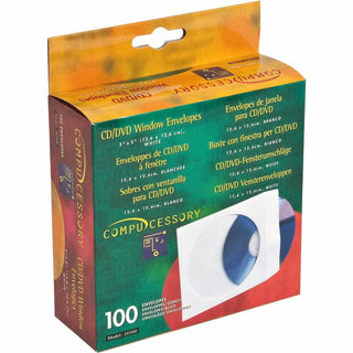 Compucessory CD/DVD White Window Envelopes - CD/DVD - 5" Width x 5" Length - 100 / Box - White - 