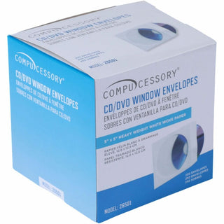 Compucessory CD/DVD White Window Envelopes - CD/DVD - 5" Width x 5" Length - 250 / Box - White