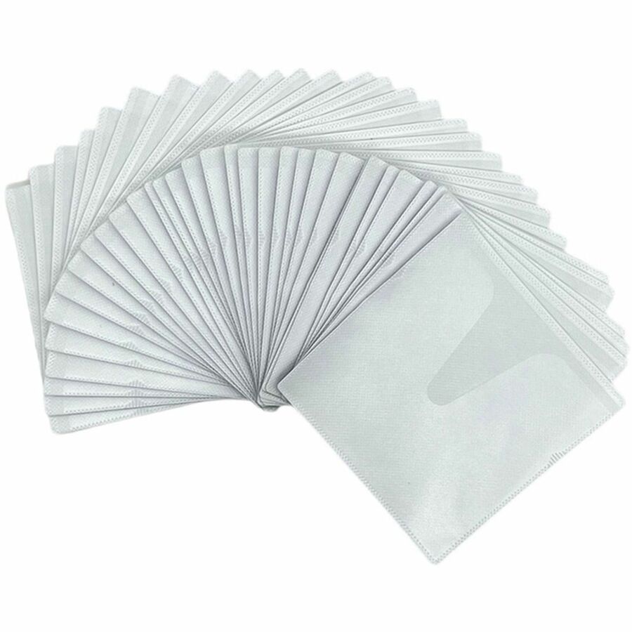 Compucessory Self-Adhesive Poly CD/DVD Holders - 1 x CD/DVD Capacity - White - Polypropylene - 50 / Pack - 