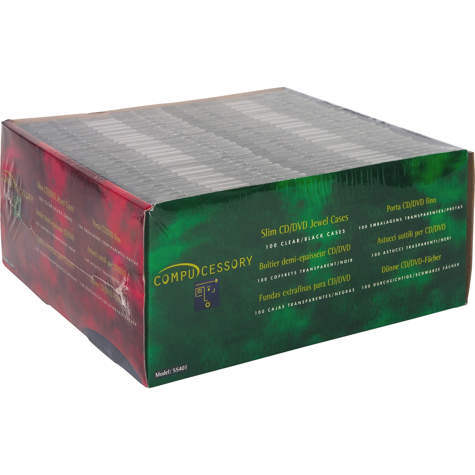 Compucessory Slim CD/DVD Jewel Cases - Jewel Case - Black - 1 CD/DVD - 