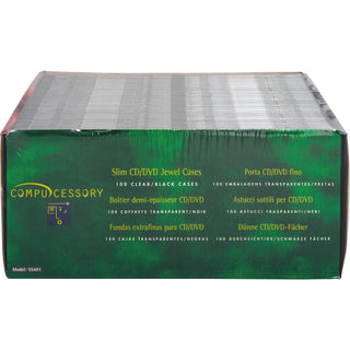 Compucessory Slim CD/DVD Jewel Cases - Jewel Case - Black - 1 CD/DVD - 