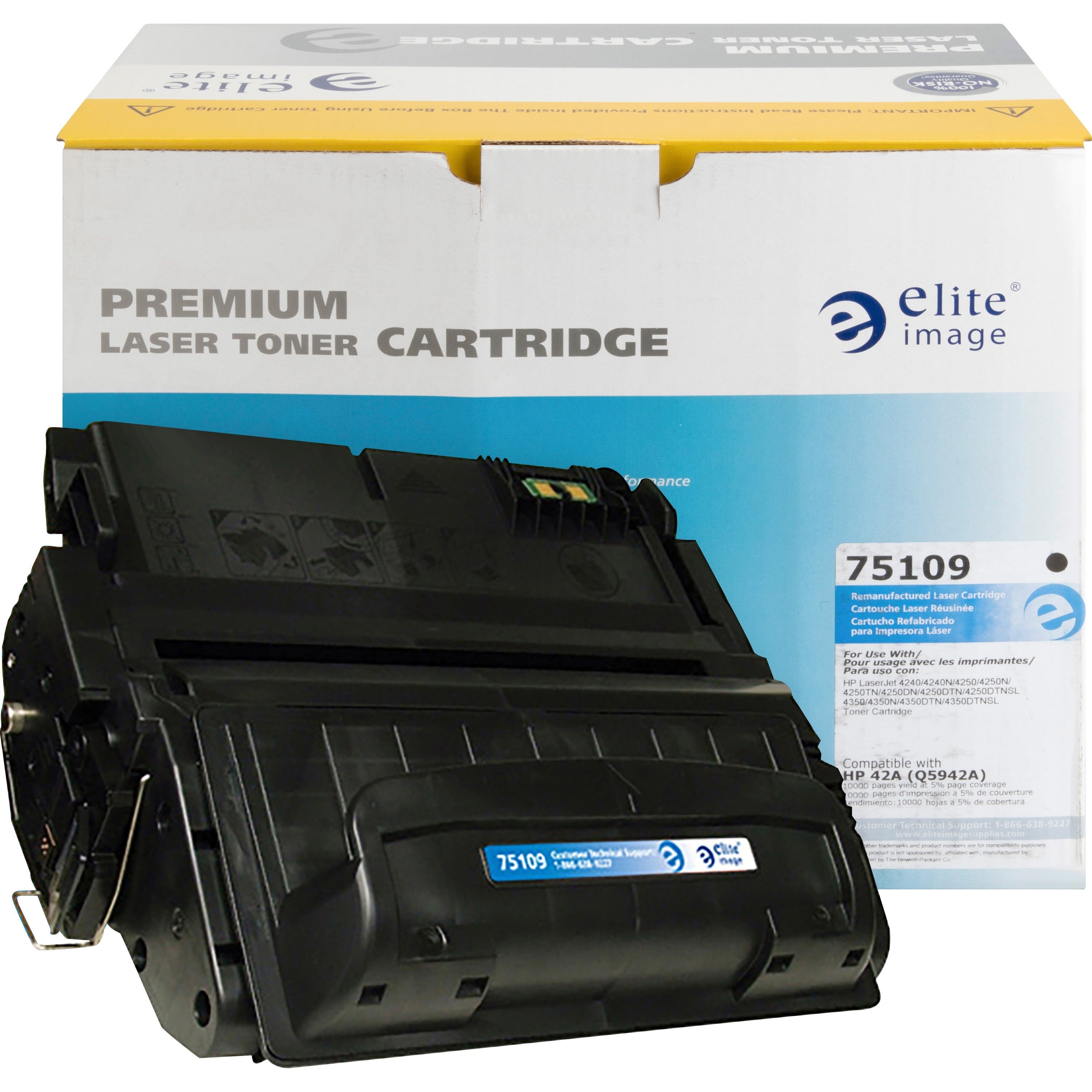 Elite Image Remanufactured Laser Toner Cartridge - Alternative for HP 42A (Q5942A) - Black - 1 Each - 10000 Pages - 