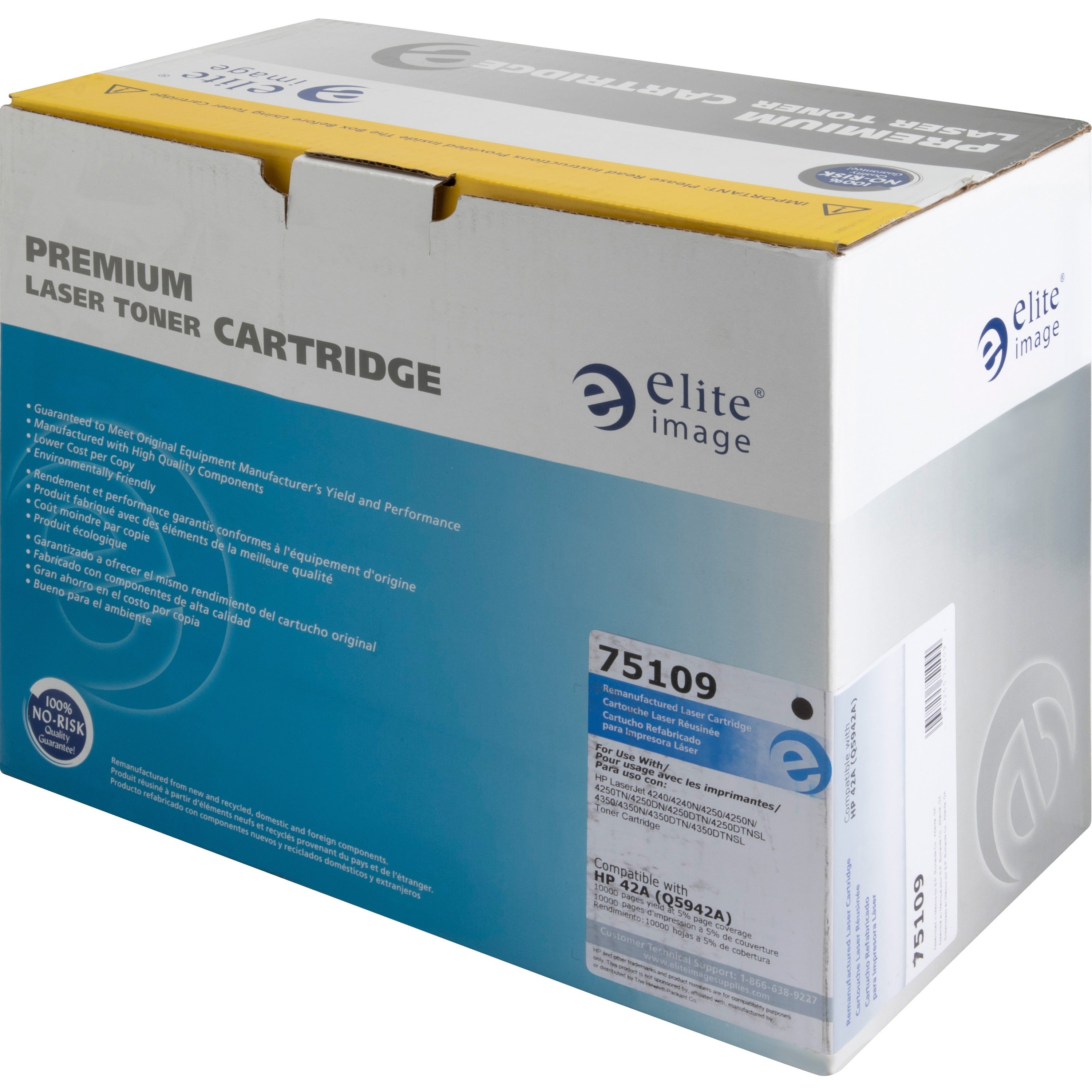 Elite Image Remanufactured Laser Toner Cartridge - Alternative for HP 42A (Q5942A) - Black - 1 Each - 10000 Pages - 