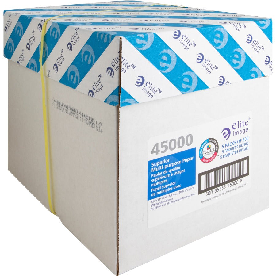 Elite Image Multipurpose Paper - 98 Brightness - Letter - 8 1/2" x 11" - 20 lb Basis Weight - 2500 / Carton - Sustainable Forestry Initiative (SFI) - White