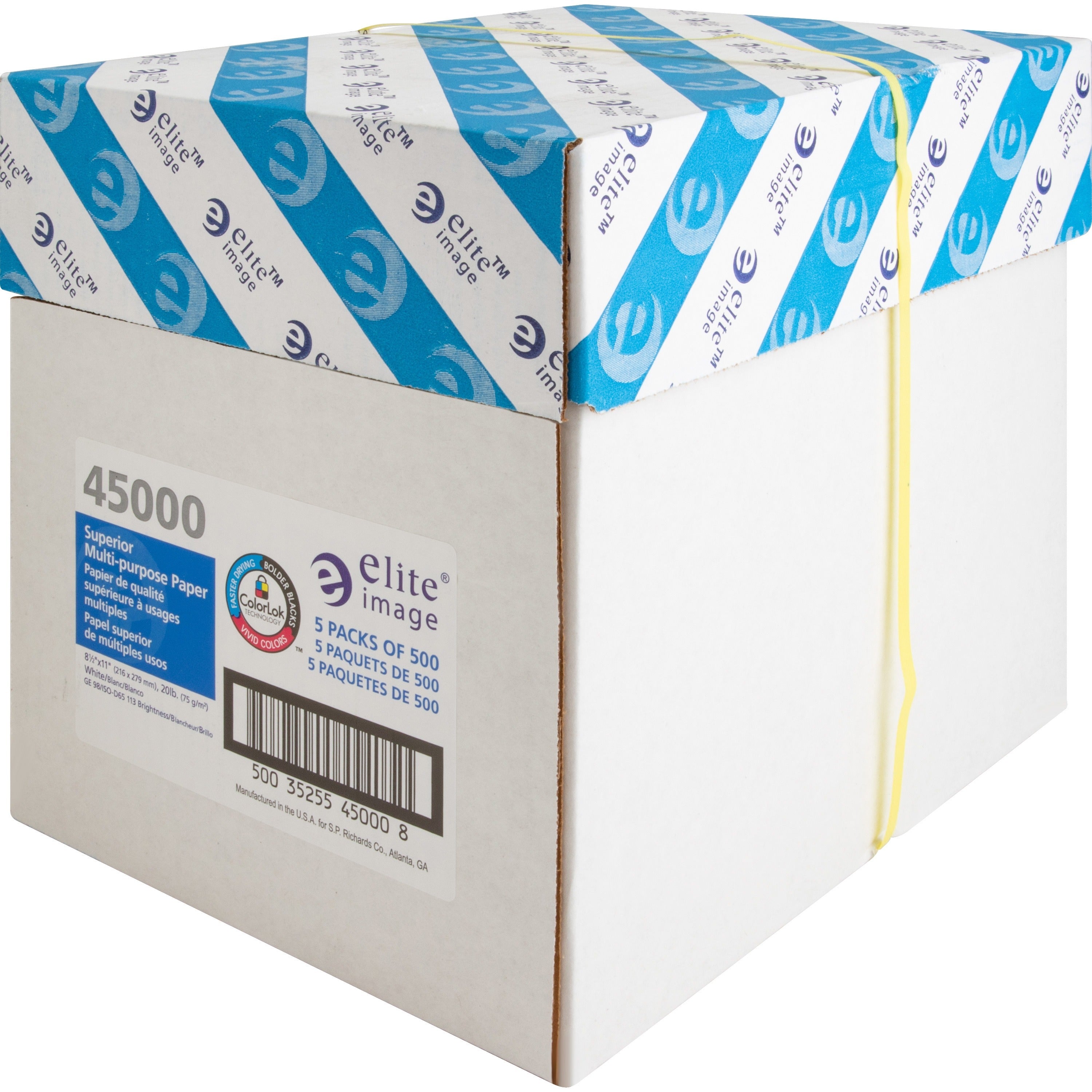 Elite Image Multipurpose Paper - 98 Brightness - Letter - 8 1/2" x 11" - 20 lb Basis Weight - 2500 / Carton - Sustainable Forestry Initiative (SFI) - White - 