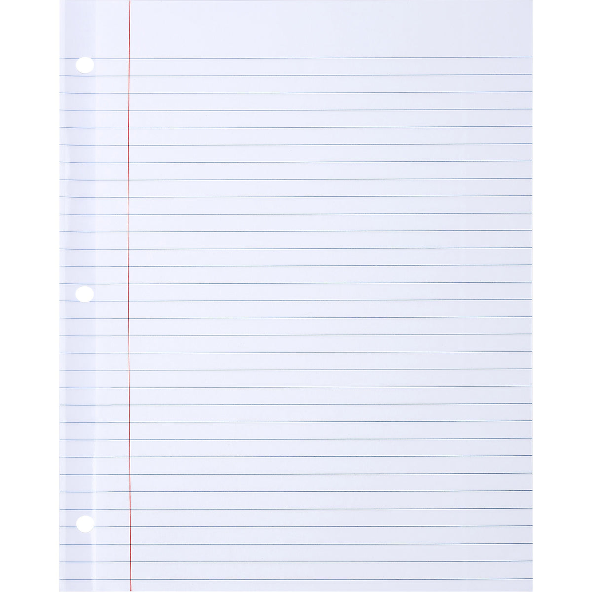 Sparco Ruled Filler Paper - 100 Sheets - Wide Ruled - Ruled Red Margin - 20 lb Basis Weight - Letter - 8 1/2" x 11" - White Paper - Subject, Reinforced Edges - Recycled - 100 / Pack
