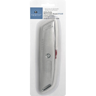 Sparco 3-position Retractable Blade Utility Knife - Stainless Steel Blade - 6" Cutting Length - Retractable, Heavy Duty Utility Blade - 1 Each - 