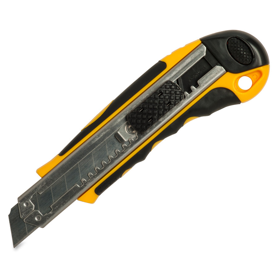 Sparco Automatic Utility Knife - Metal Blade - Heavy Duty - Acrylonitrile Butadiene Styrene (ABS) - Black, Yellow - 1 Each - 