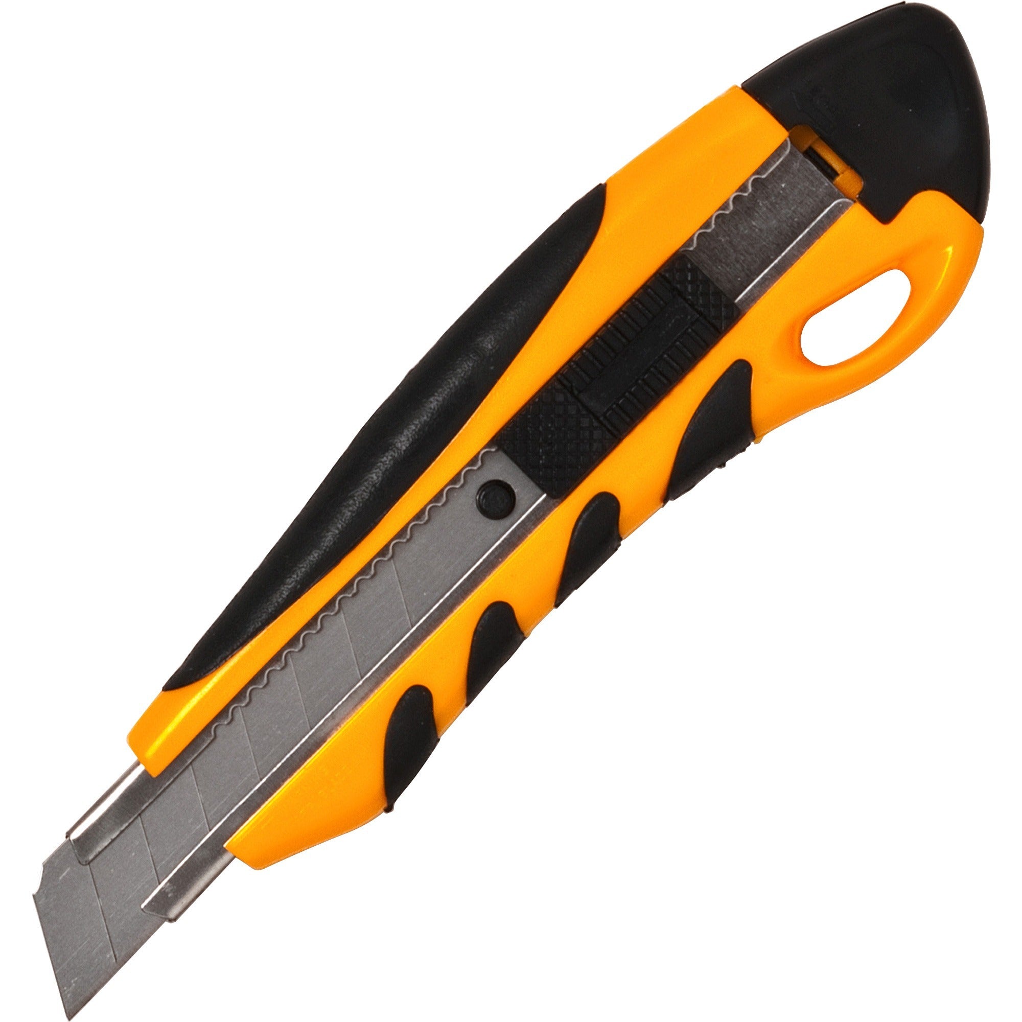 Sparco PVC Anti-Slip Rubber Grip Utility Knife - Stainless Steel Blade - Heavy Duty - Yellow - 1 Each - 