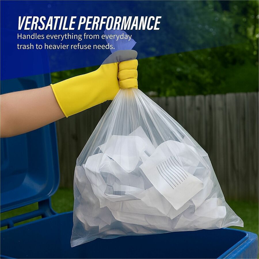 Genuine Joe Clear Trash Can Liners - Small Size - 10 gal Capacity - 24" Width x 23" Length - 0.60 mil (15 Micron) Thickness - Low Density - Clear - 500/Carton