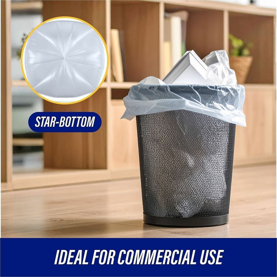 Genuine Joe Clear Trash Can Liners - Small Size - 10 gal Capacity - 24" Width x 23" Length - 0.60 mil (15 Micron) Thickness - Low Density - Clear - 500/Carton